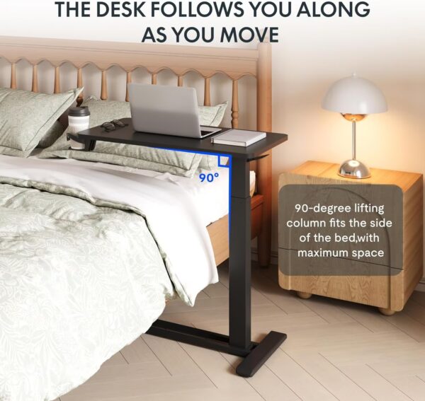 Standing Scroll Table With Hidden Wheels Side Table  Height-adjustable Bed Table Laptop Table - Image 10