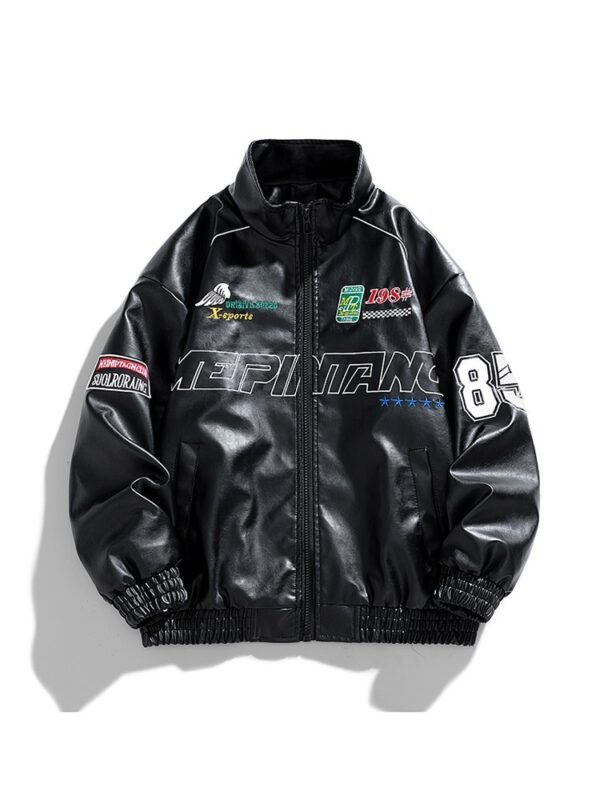 Stand Collar Motorcycle Clothing PU Leather Jacket Korean Style - Image 9