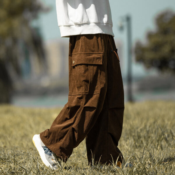 Autumn And Winter Straight Casual Wide-leg Corduroy Overalls Men - Image 5