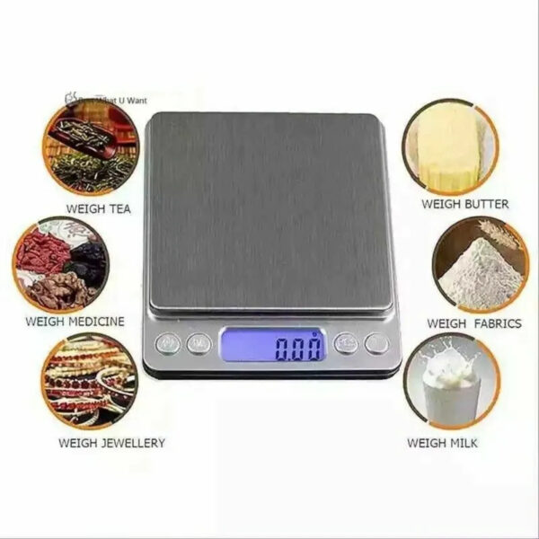 Small Digital Food Scale Ounce OZ And Gram Scale, Kitchen Scale 3000g 0.1g High Precision For Baking, Soap Making, Jewelry, Includes 2 Trays And Batteries, 9 Units, Tare Function, Easy To Store - Image 2