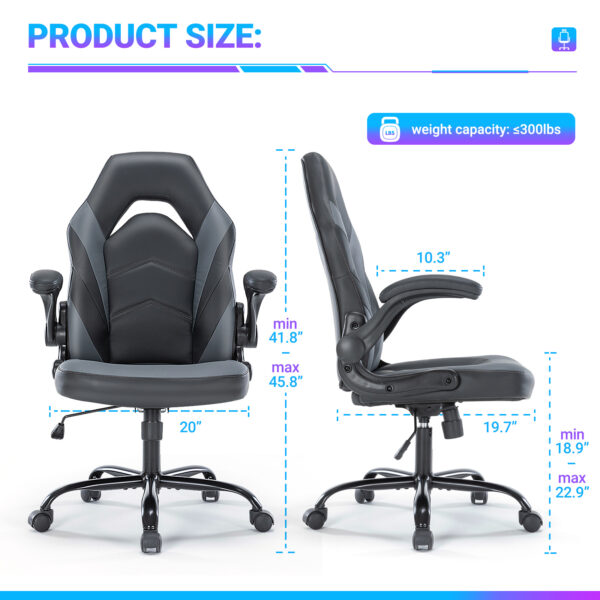 PU Leather Ergonomic Office Chair Swivel Computer Gaming Chair With Lumbar Support - Image 3