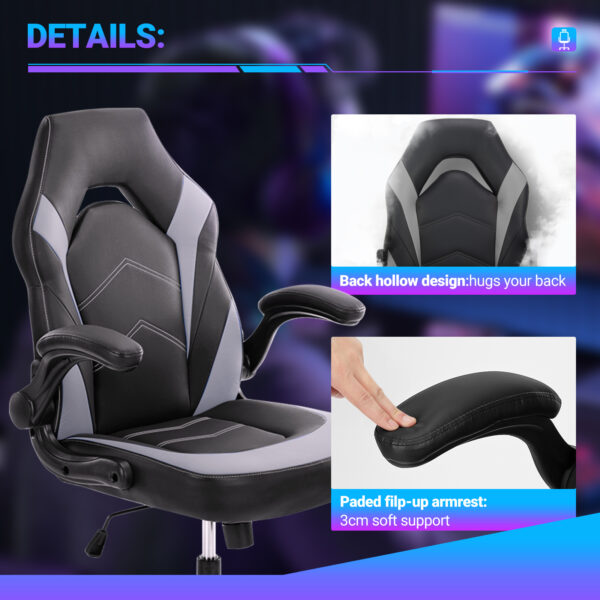 PU Leather Ergonomic Office Chair Swivel Computer Gaming Chair With Lumbar Support - Image 9