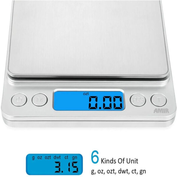 Small Digital Food Scale Ounce OZ And Gram Scale, Kitchen Scale 3000g 0.1g High Precision For Baking, Soap Making, Jewelry, Includes 2 Trays And Batteries, 9 Units, Tare Function, Easy To Store - Image 6