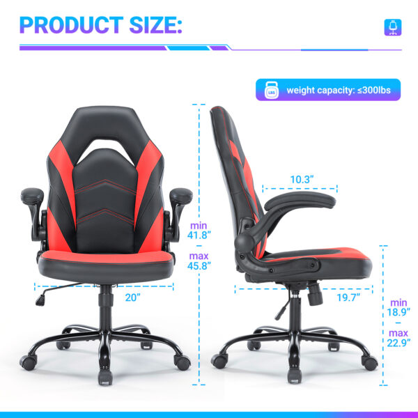 PU Leather Ergonomic Office Chair Swivel Computer Gaming Chair With Lumbar Support - Image 4